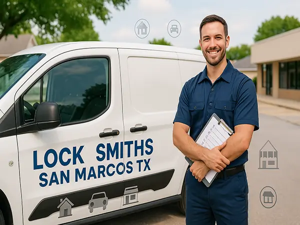Locksmith holding keys and a digital lock